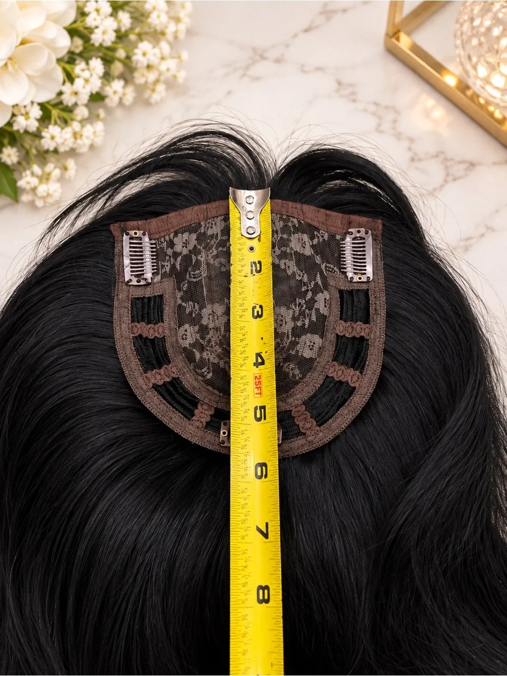 Clip ins Synthetic Hair Topper Black